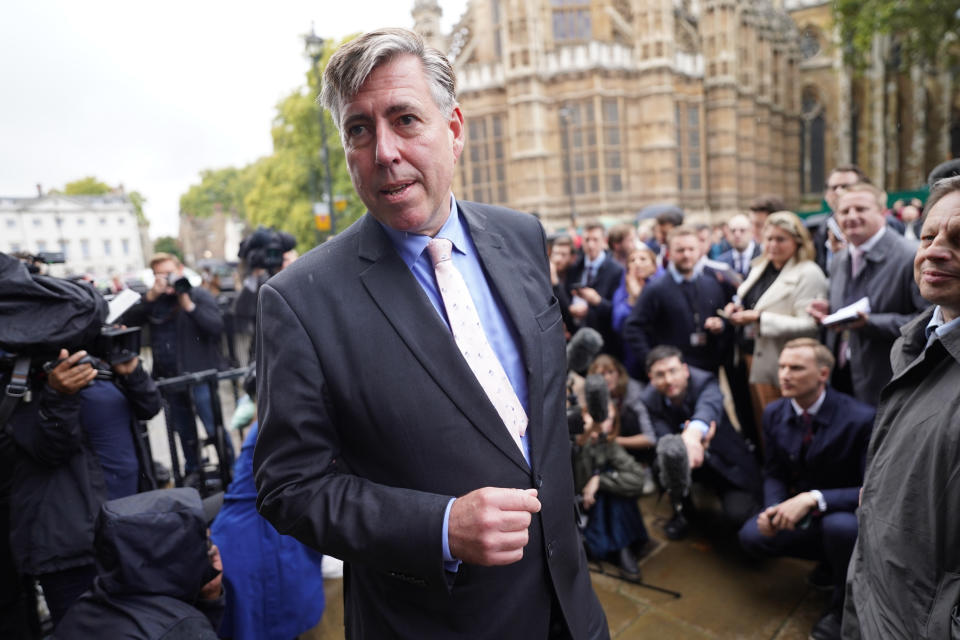 Chairman of the 1922 Committee of backbench Conservatives Sir Graham Brady makes a statement outside the Houses of Parliament, London, after Liz Truss announced her resignation as Prime Minister. Picture date: Thursday October 20, 2022.