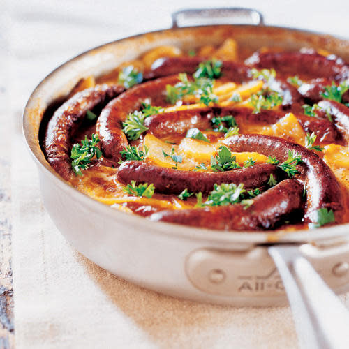 Merguez Sausages with Scalloped Potatoes