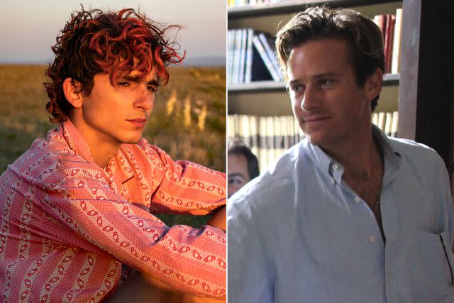 <p>Yannis Drakoulidis / Metro Goldwyn Mayer Pictures; Sayombhu Mukdeeprom/Sony Picture Classics</p> Timothée Chalamet in <em>Bones and All</em> (2022); Armie Hammer in <em>Call Me by Your Name</em> (2017)