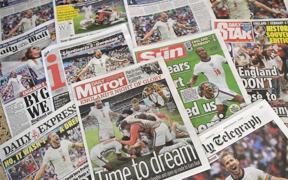 The papers all covered England's victory over Germany on the front pages - SHUTTERSTOCK