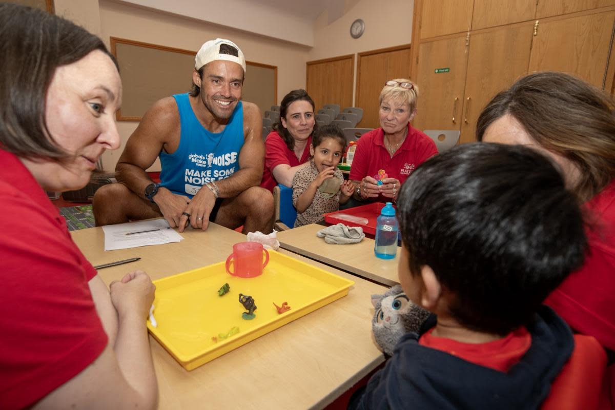 Spencer Matthews visits Playskill after the run. <i>(Image: Playskill)</i>