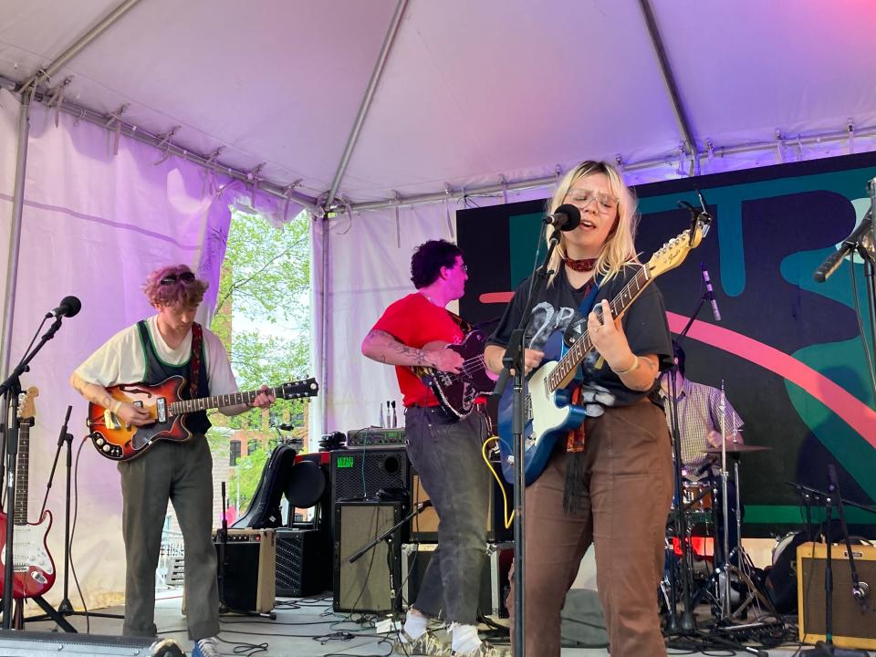 Burlington band Lily Seabird performs May 15, 2022 at the Waking Windows festival in Winooski.