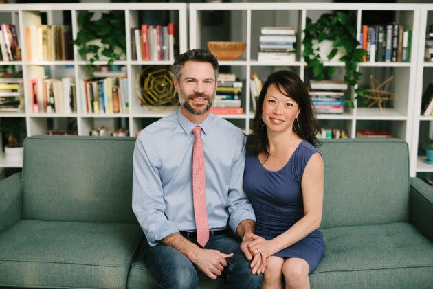 Michael Shellenberger and his wife Helen Lee, a sociologist, at their home in Berkeley, California. He believes that other Newsom challengers are hampered by their ties to the GOP. (Photo: Gabriel Harber/Gabriel Harber Photography)