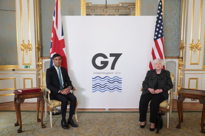 Britain's Chancellor of the Exchequer meets with U.S. Treasury Secretary Janet Yellen, in London