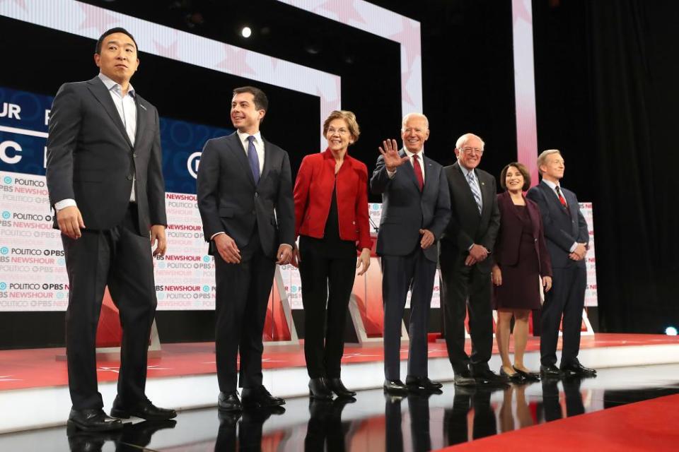 Of the seven Democratic candidates at Thursday’s debate, Andrew Yang was the lone candidate of color.