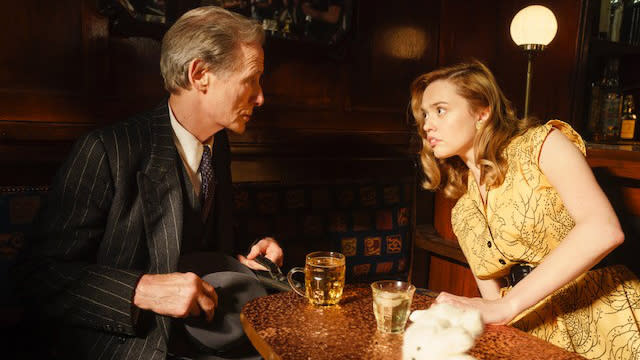 Aimee Lou Wood and Bill Nighy in “Living,” which premieres at Sundance.