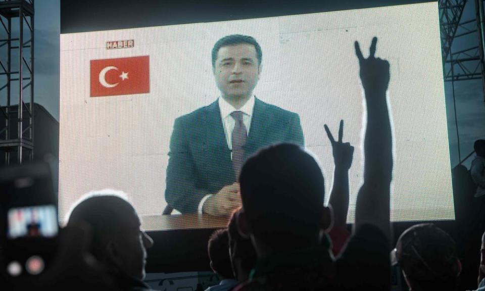 Supporters watch Selahattin Demirtaş’s televised address.