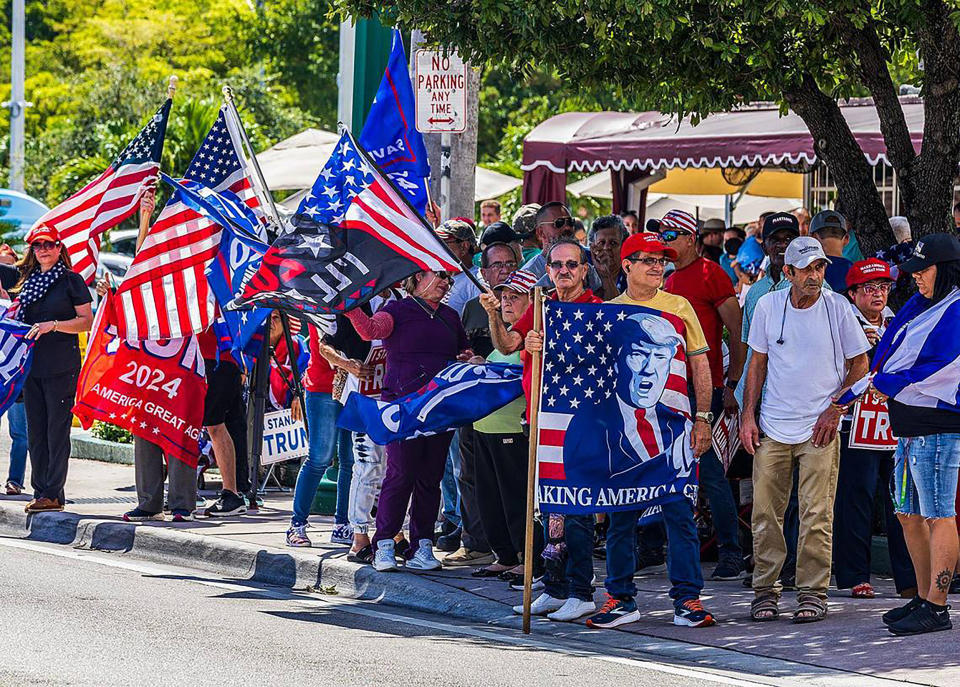 Cuban exiles gather at Versailles Restaurant in Little Havana in support of Donald Trump (Pedro Portal / Tribune News Service via Getty Images file )