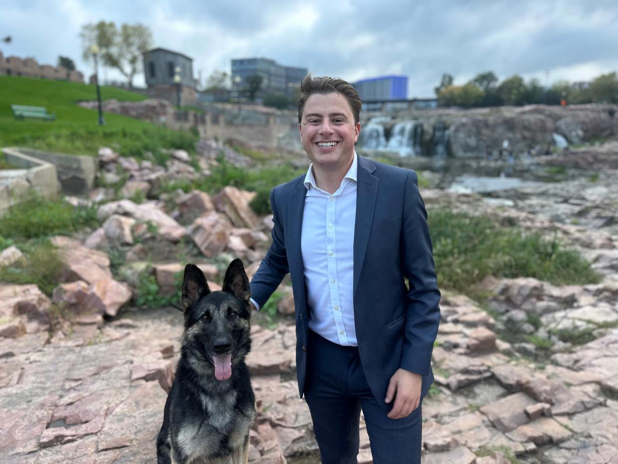 Tarek Maalouf and his dog, Stella.