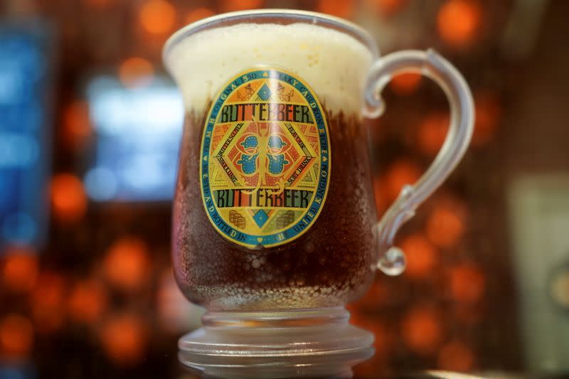 A mug of Butterbeer is pictured in New York City