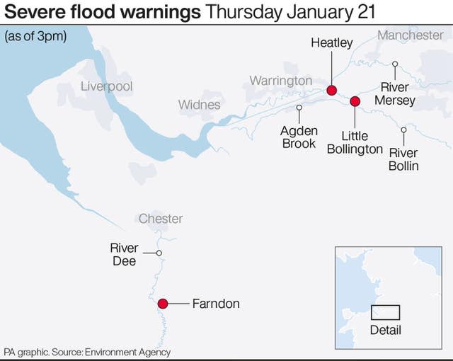 Severe flood warnings Thursday January 21