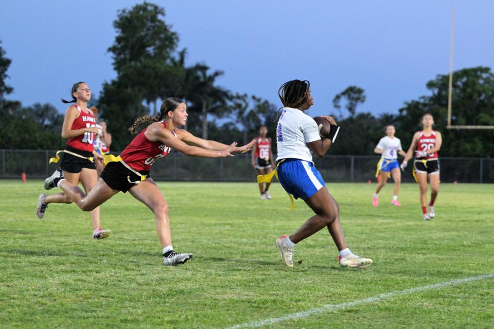 Seminole Ridge flag football defeated Palm Beach Gardens in a postseason competition on May 3, 2023.