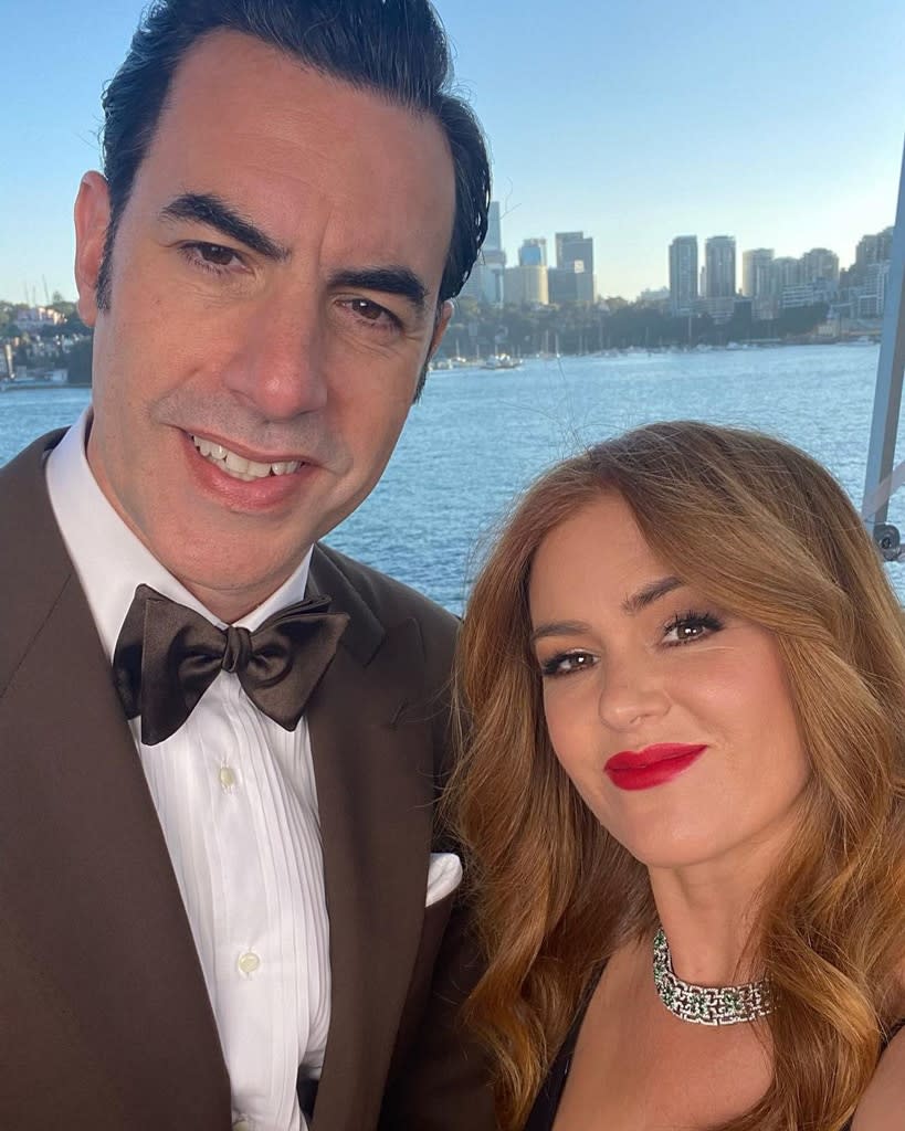 Sacha Baron Cohen, Isla Fisher, Instagram, 2021 Oscars