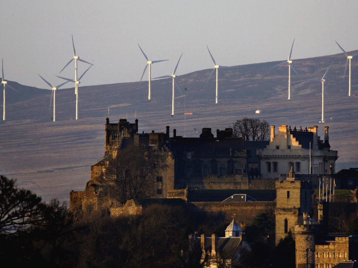 The wind turbines outside Stirling Castle: Getty