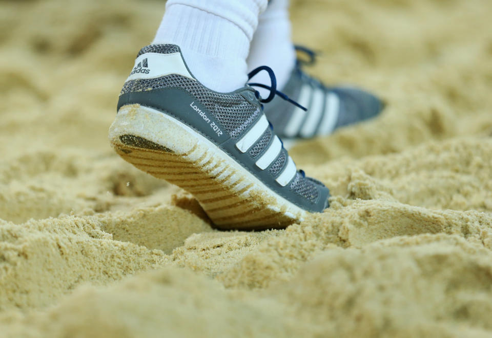 A detailed view of footwear during Women's Beach Volleyball Preliminary match between the United States and Argentina on Day 2 of the London 2012 Olympic Games at Horse Guards Parade on July 29, 2012 in London, England. (Getty Images)