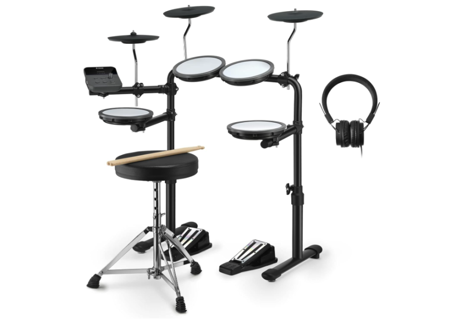 black and white electronic drum set