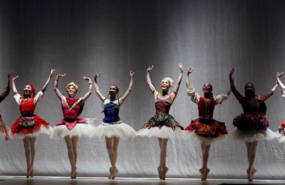 Ballet dancers perform during the opening of the 56th Miss International Beauty Pageant in Tokyo