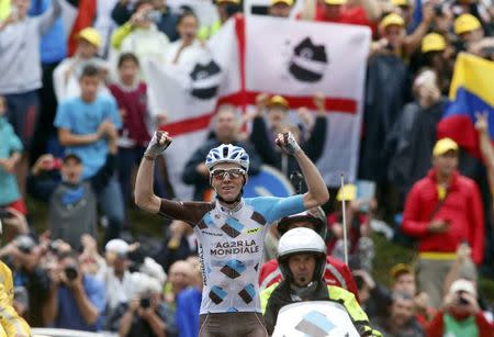 Cycling - Tour de France cycling race - The 146 km (90 miles) Stage 19 from Albertville to Saint-Gervais Mont Blanc, France - 22/07/2016 - AG2R La Mondiale rider Romain Bardet of France wins on the finish line. REUTERS/Juan Medina