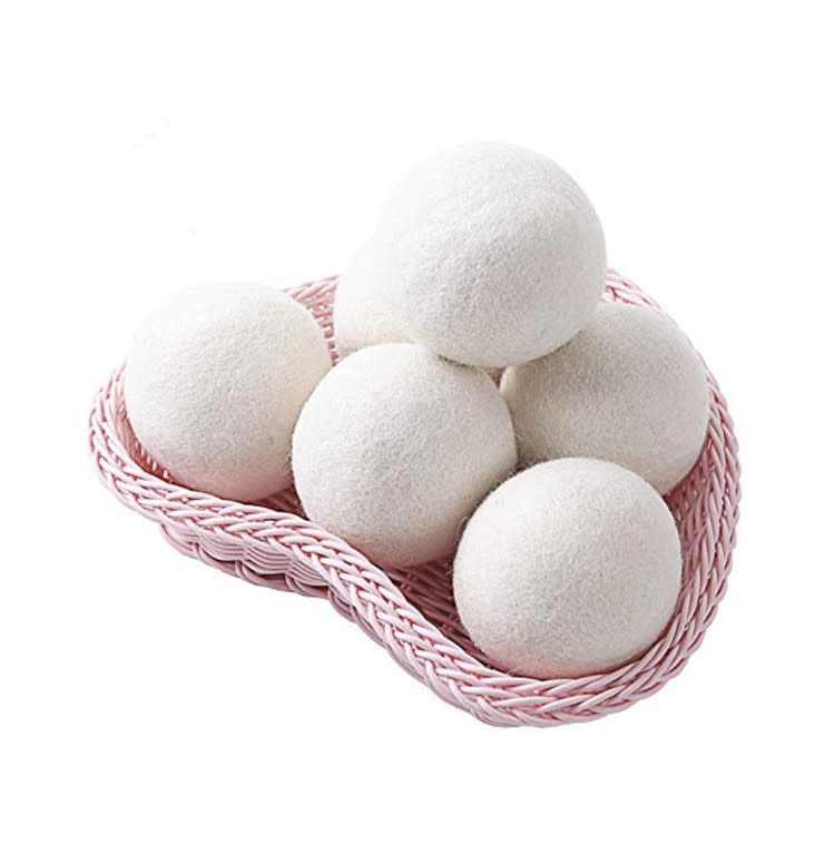 Wool Dryer Balls 6-Pack XL, 2.96" Natural Organic Fabric Softener. (Photo: Amazon)