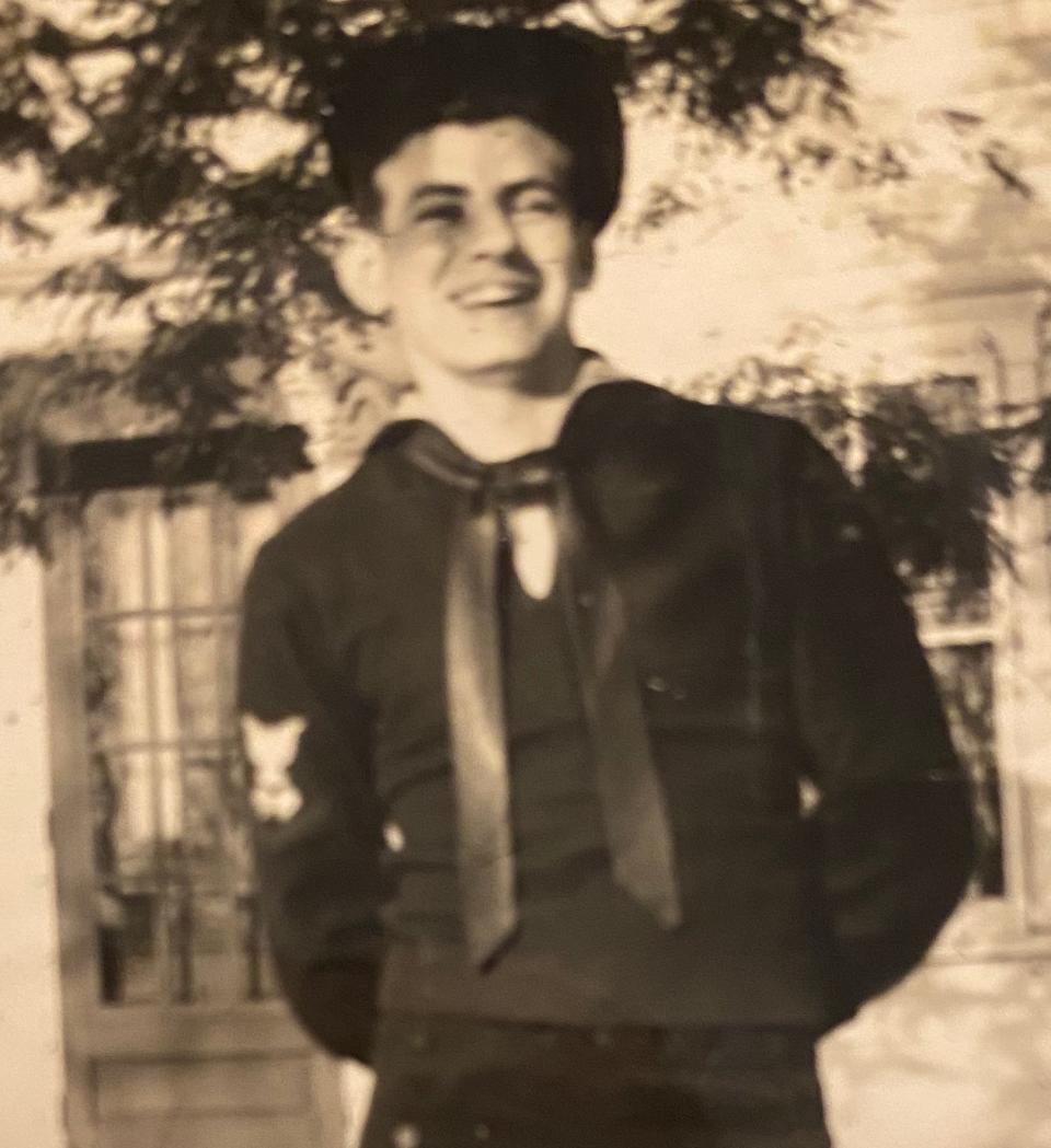 A young Albert Berard is pictured here shortly after joining the U.S. Navy. Berard, who died recently at age 95 due to complications from COVID-19, was among those who charged into heavy gunfire at Omaha Beach in Normandy, France, on D-Day in 1944.