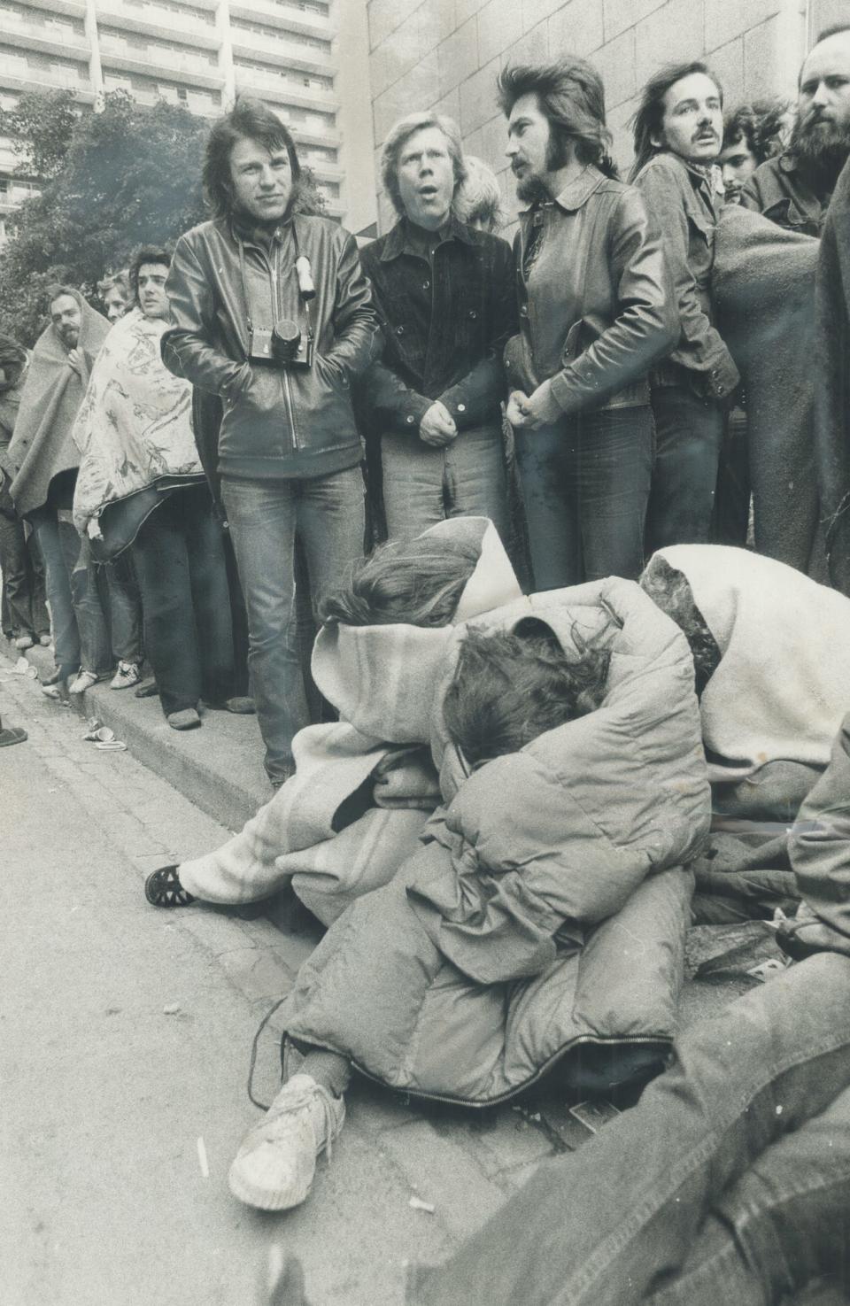 Canadian fans of The Rolling Stones wait in line to buy concert tickets in 1972.