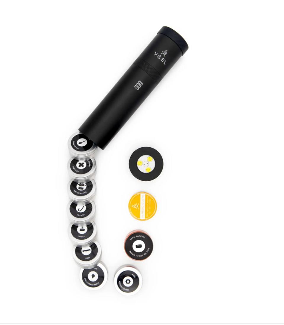 Make him the happiest camper with this multi-purpose flashlight. It includes pretty much anything he might need on the trail or while camping: a razor blade, trail marking tape, a water purification kit. <a href="https://www.nordstrom.com/s/vssl-camp-supplies-waterproof-flashlight/5760677?siteid=FH3SVbKQdp0-f1vtqa3hK2lbVcHkeGxjnw&amp;utm_source=rakuten&amp;utm_medium=affiliate&amp;utm_campaign=FH3SVbKQdp0&amp;utm_channel=low_nd_affiliates&amp;utm_term=773552&amp;utm_content=1_https://www.gq.com/&amp;sp_source=rakuten&amp;sp_campaign=FH3SVbKQdp0" target="_blank" rel="noopener noreferrer">Get it for $129 at Nordstrom</a>.
