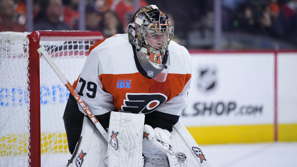 Carter Hart makes too much sense for the Oilers. (AP Photo/Matt Slocum)