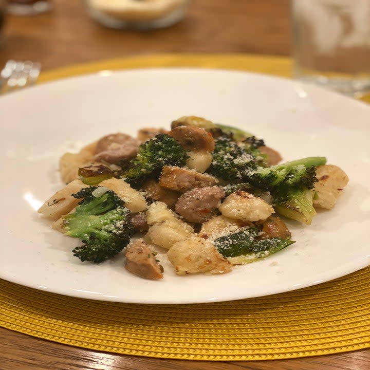 Gnocchi with sausage and broccoli