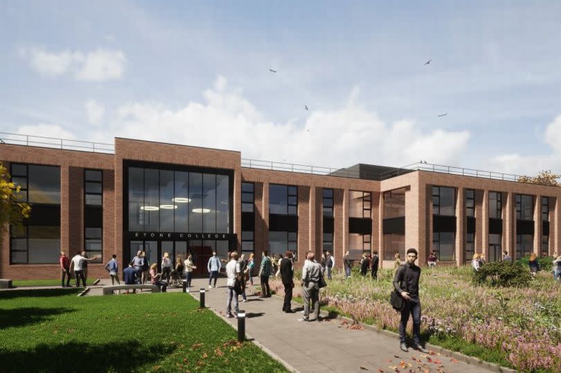 A CGI shows what the extension at Etone College will eventually look like