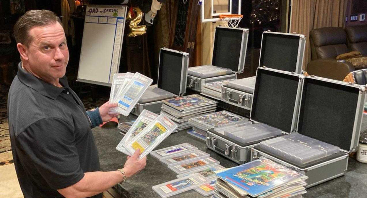 Derek Stebner shows off his Super Bowl ticket collection, rated the finest in Professional Sports Authenticator's registry. (Photo courtesy of Derek Stebner)