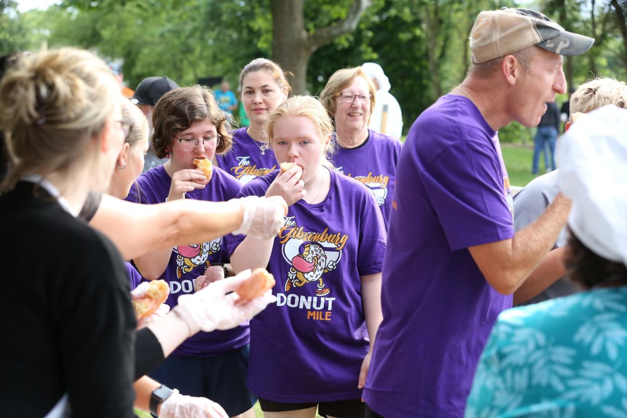 The Doughnut Mile, requiring runners to stop and eat a doughnut, was one of the many events at the 2024 Gibsonburg Homecoming.