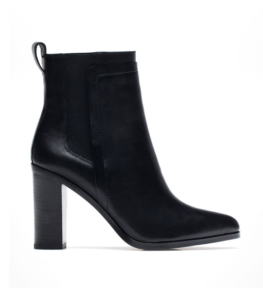 Massimo Dutti Black Stretch Ankle Boots