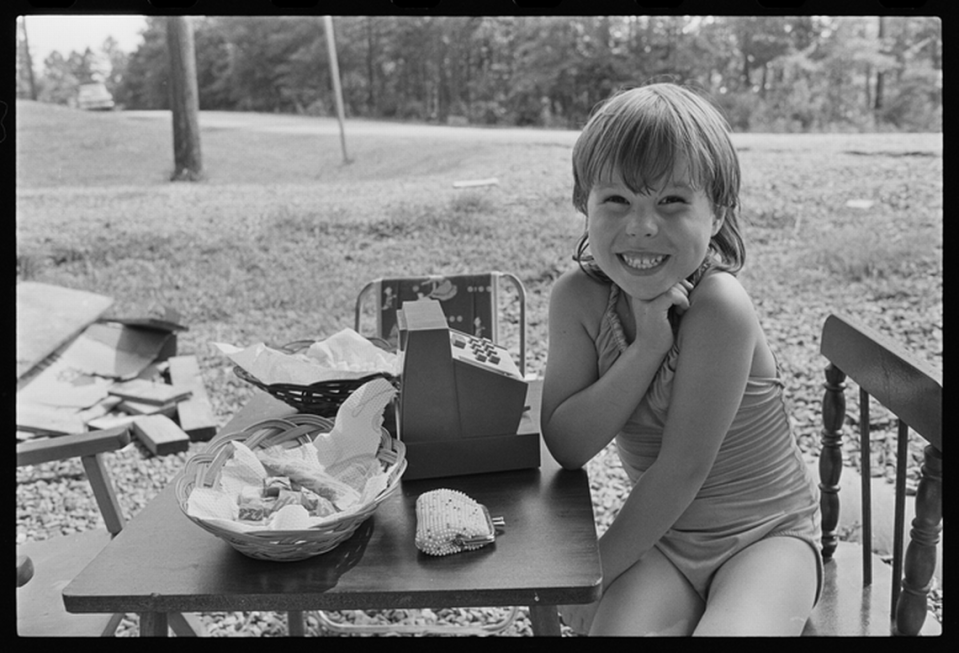 Five-year-old entrepreneur Sheri Steed poses in a photo that was published in The Durham Sun on July 4, 1983. The photo was taken by current N&O video producer Kevin Keister working in his first month as a photojournalist for the Bull City’s morning and afternoon papers. Forty years to the date this was published, the now 45-year-old Sharyn Horewitch received approval of her first patent. Photo from the Durham Herald Co. Newspaper Photograph Collection, Wilson Special Collections Library, UNC-Chapel Hill Library MUST HAVE THAT CREDIT INFO