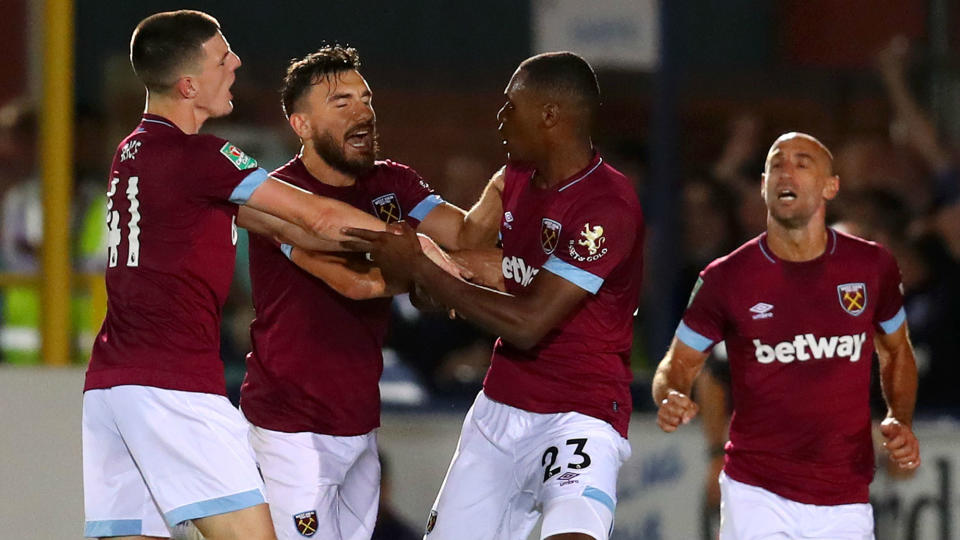 West Ham edged past 10-man Wimbledon 3-1 in the Carabao Cup