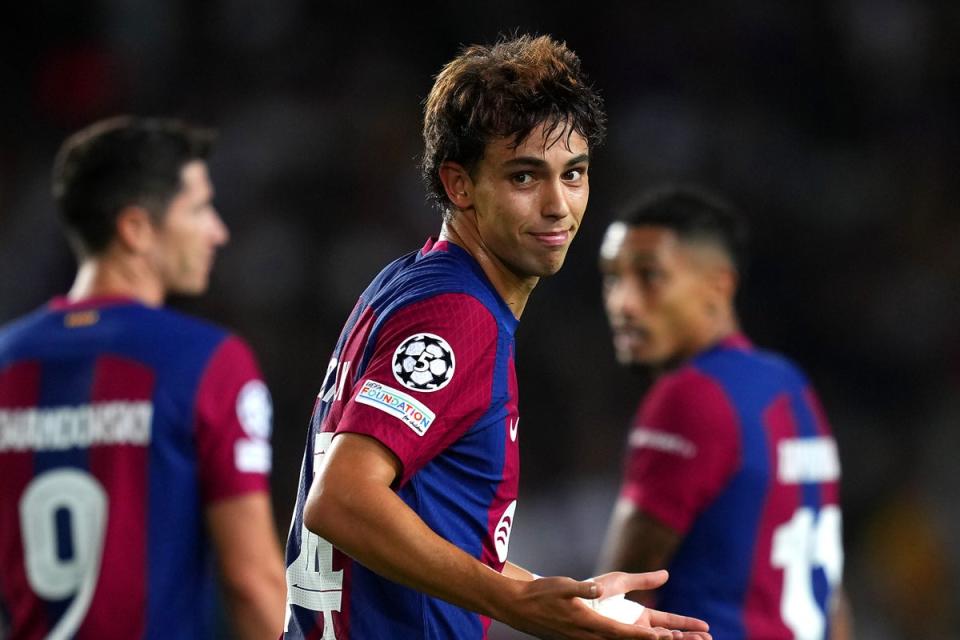 At the double: Joao Felix scored twice as Barcelona thrashed Antwerp in the Champions League  (Getty Images)