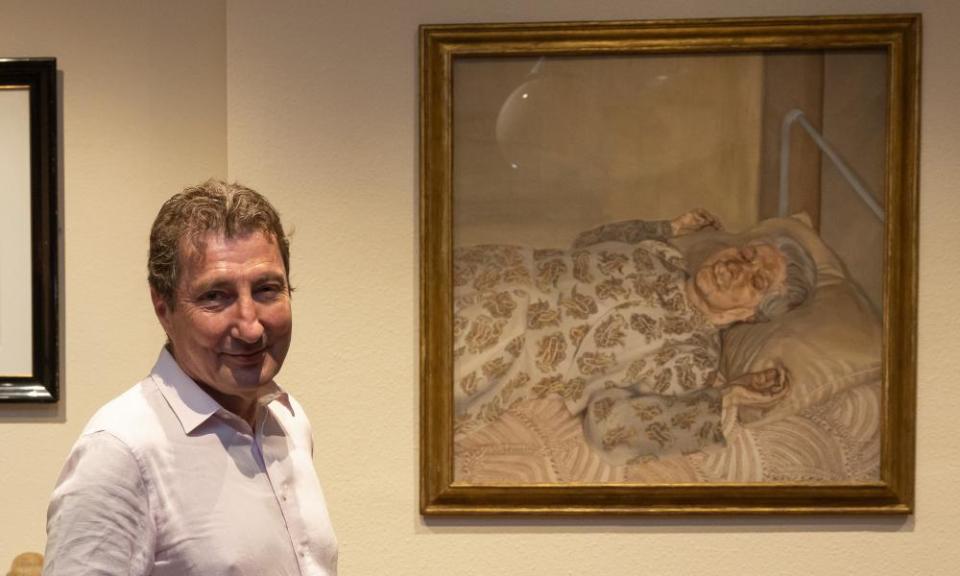 Lucian Freud’s son, Alex Boyt, in front of his father’s painting of Lucie Freud at the Freud Museum.