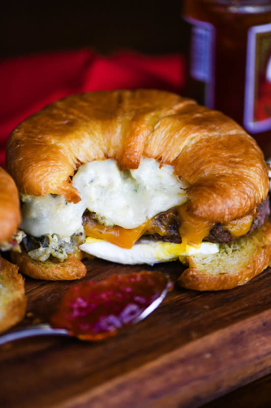 <p>A quick, easy, and juicy breakfast cheeseburger croissant sandwich made with a beef patty, in between two types of eggs, cheese, and a buttery croissant.</p><p><strong>Get the recipe: <a href="https://dudethatcookz.com/breakfast-cheeseburger-croissant/" rel="nofollow noopener" target="_blank" data-ylk="slk:Breakfast Cheeseburger Croissant;elm:context_link;itc:0;sec:content-canvas" class="link rapid-noclick-resp"><em>Breakfast Cheeseburger Croissant</em></a></strong></p>