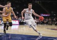 Apr 2, 2019; New York, NY, USA; Lipscomb Bisons guard Michael Buckland (3) drives to the basket against the Wichita State Shockers in the first half of the NIT semifinals at Madison Square Garden. Mandatory Credit: Wendell Cruz-USA TODAY Sports