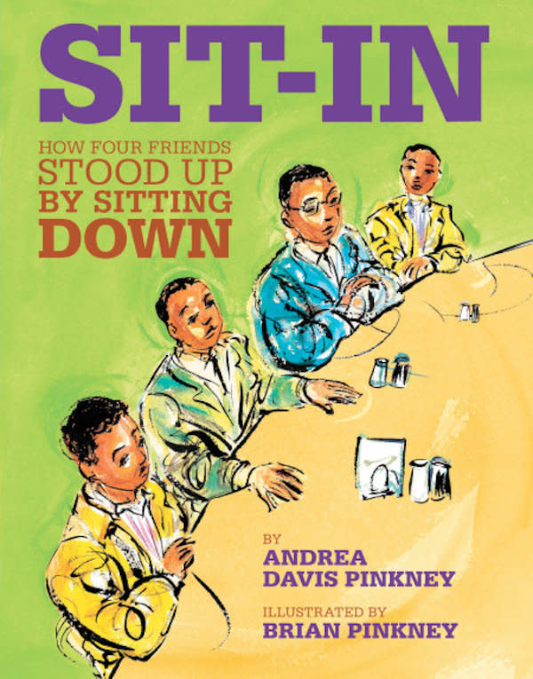 <i>Sit-In</i>&nbsp;teaches young readers about&nbsp;the <a href="http://americanhistory.si.edu/brown/history/6-legacy/freedom-struggle-2.html" target="_blank">Woolworth sit-in</a>, a protest led by four African-American college students at a lunch counter in Greensboro, North Carolina. They were inspired by King's calls for peaceful protest and looking to make a difference. Written by Andrea Davis Pinkney and illustrated by Brian Pinkney.