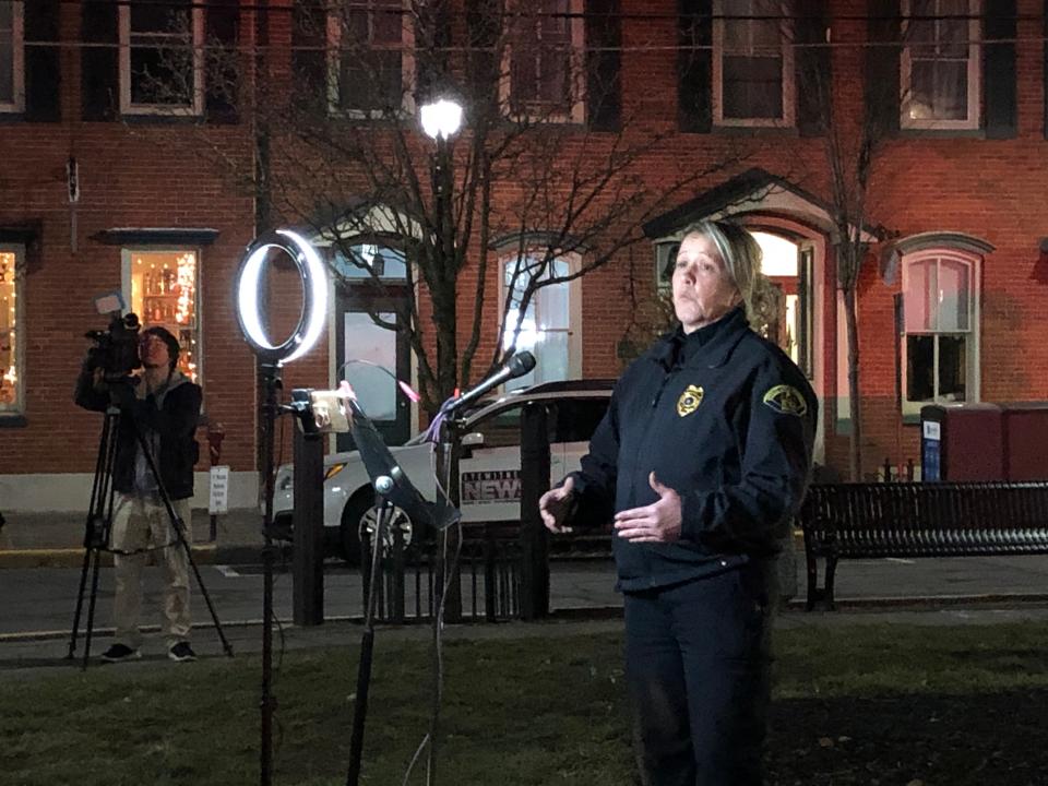 Stroud Area Regional Police Department Chief Jennifer Lyon speaks at a vigil for Tyre in Nichols in Stroudsburg's Courthouse Square on Monday, Jan. 30, 2023.