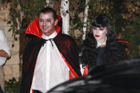 Gwen and Gavin vamp it up at Kate Hudson's Halloween bash on October 30th, 2014.