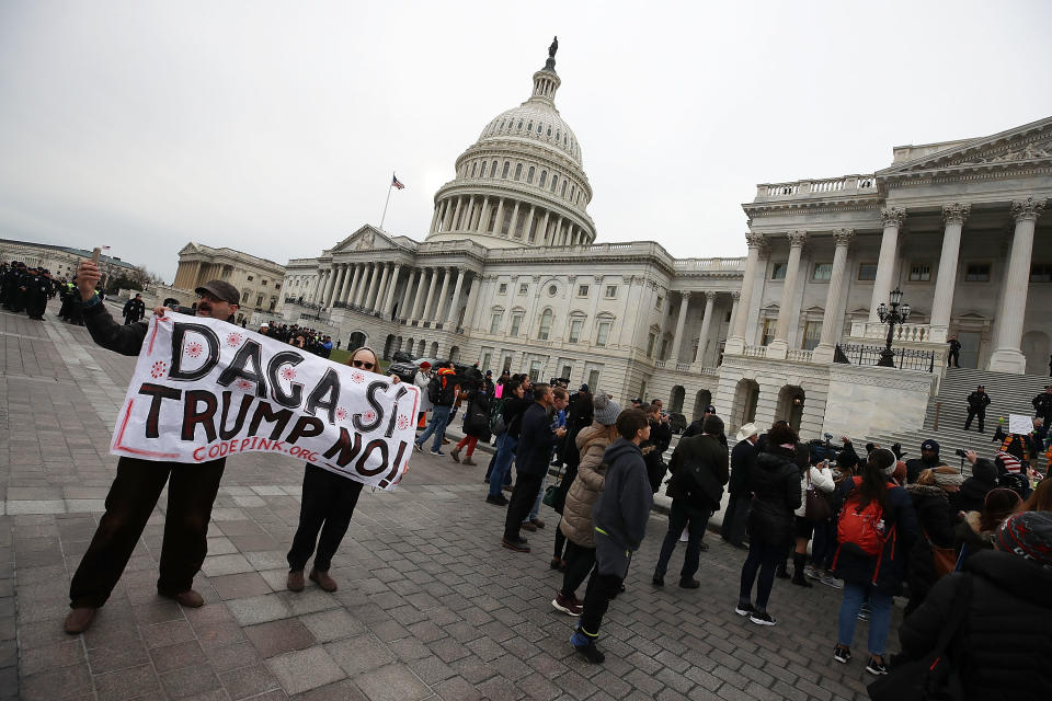 "Dreamers" protest in front of the Capitol to urge Congress to spare the Deferred Action for Childhood Arrivals program on Dec. 6. (Photo: Mark Wilson via Getty Images)