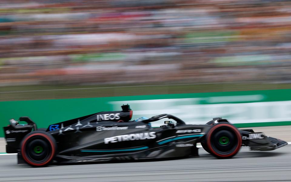 Mercedes driver George Russell of Britain steers his car during the Spanish Formula One Grand Prix at the Barcelona Catalunya racetrack in Montmelo, Spain, Sunday, June 4, 2023 - AP/Joan Monfort