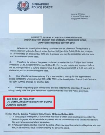 A sample of a fake police letter that is in circulation among the Singapore public. (PHOTO: Singapore Police Force)