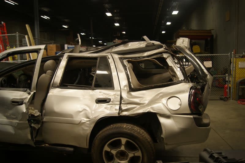 Handout photo of the wreckage of a Chevrolet Trailblazer