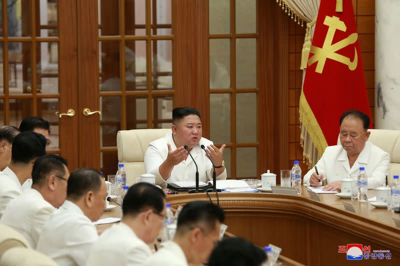 North Korean leader Kim Jong Un attends enlarged meeting of the Political Bureau of the 7th Central Committee of the Workers' Party of Korea (WPK), in Pyongyang