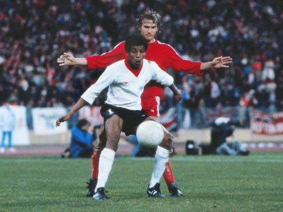 Howard Gayle pictured playing for Liverpool against Bayern Munich in 1981 (Rex)