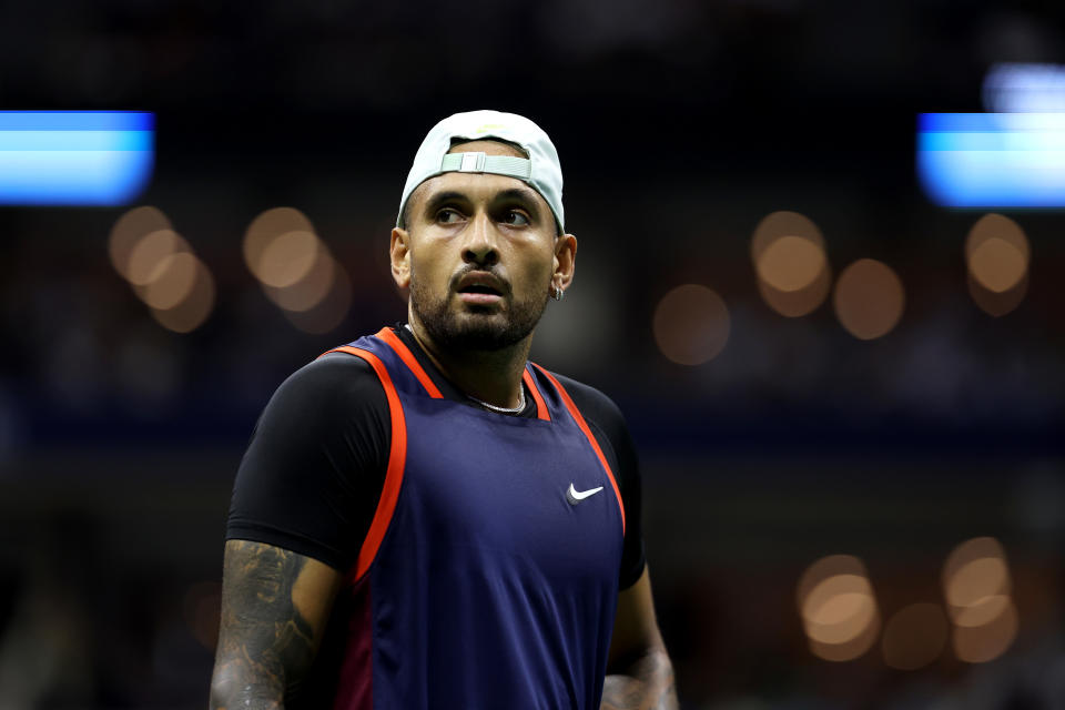 Nick Kyrgios (pictured) reacts during his US Open match.