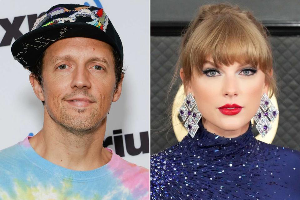 <p>Jason Mendez/Getty; Jeff Kravitz/FilmMagic</p> Jason Mraz and Taylor Swift