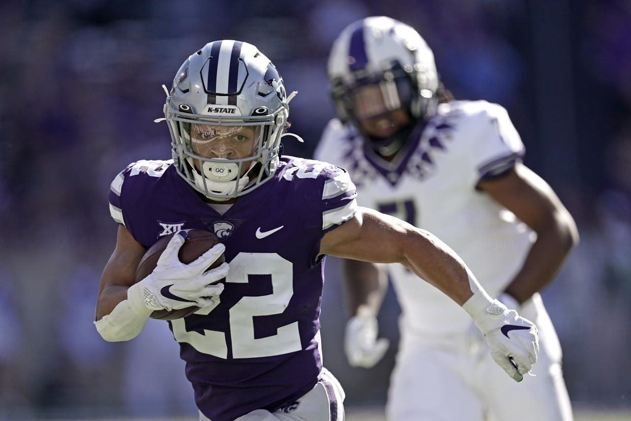 Kansas State running back Deuce Vaughn was selected by the Cowboys in the sixth round. (AP Photo/Charlie Riedel)